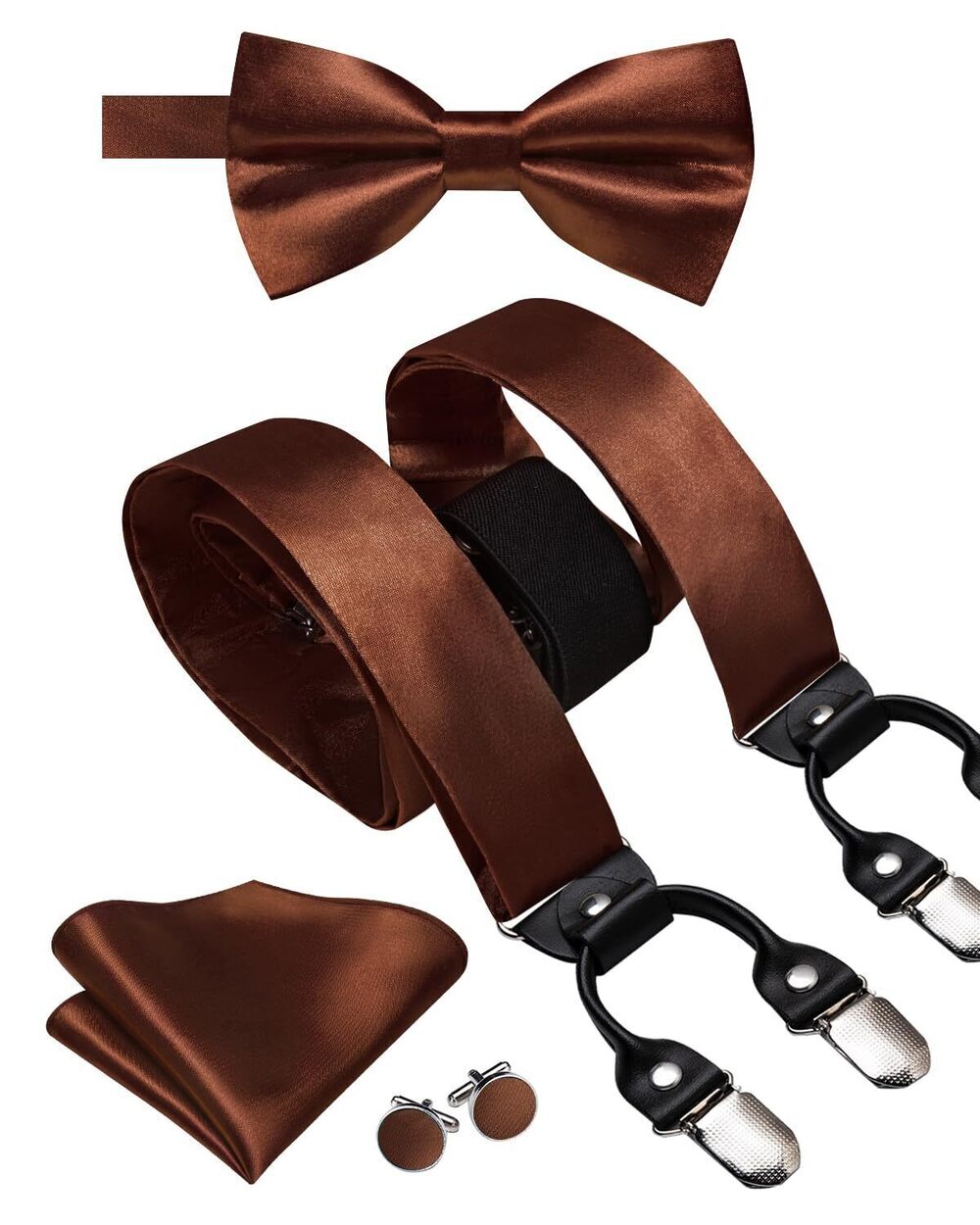 6279 Suspender Bowtie Set Suspenders Pre-tied Bow Tie Pocket Square